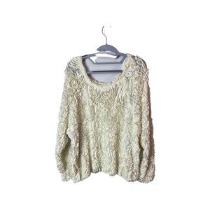 American Apparel Womens Rose Appliqué Mesh Long Sleeve Top Size OS